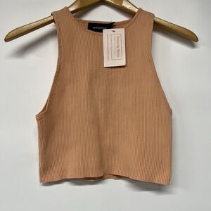 Minkpink Ribbed Peach Cropped Tank Top Medium NWT